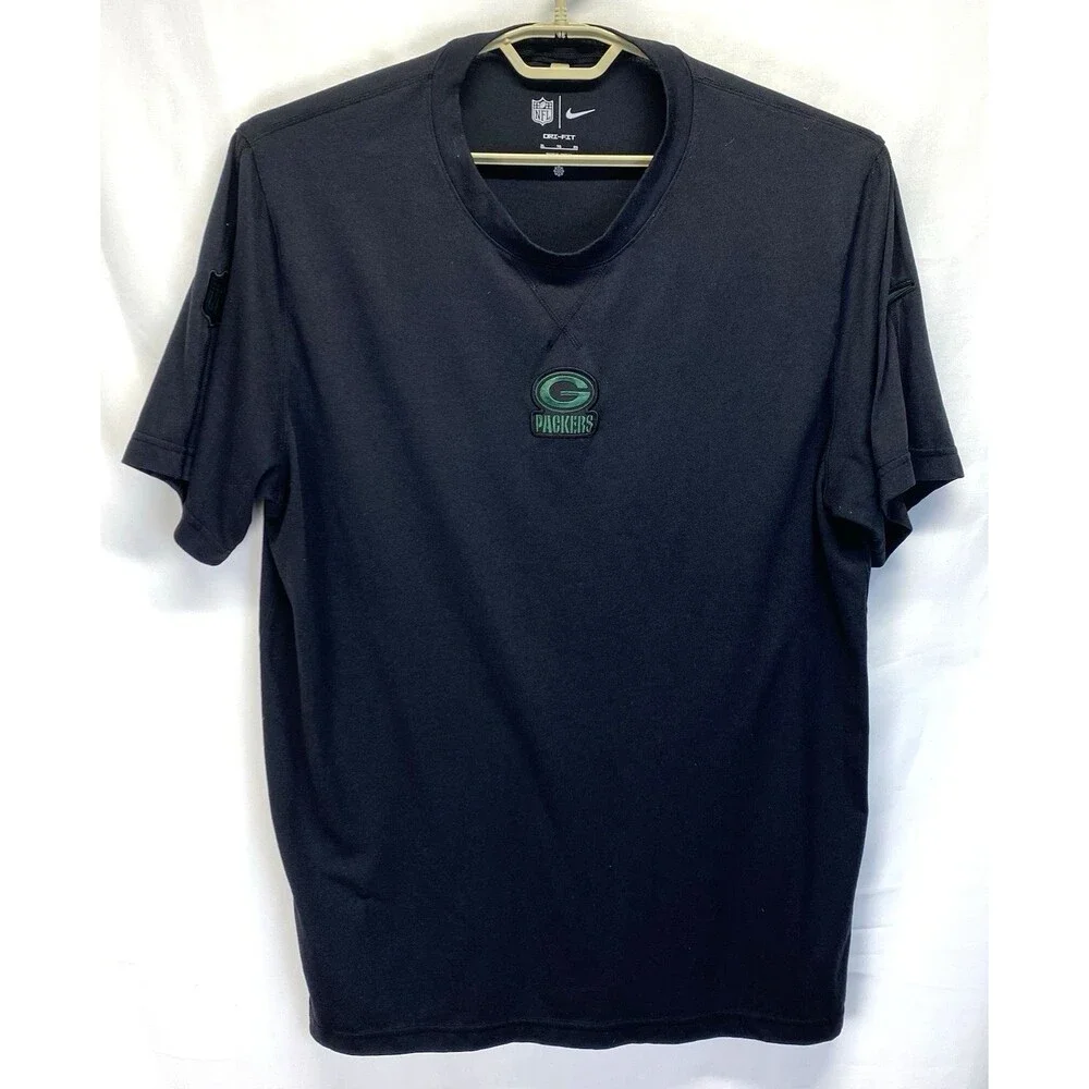 Nike Dri Fit Mens T-Shirt Green Bay Packers NFL Black/Green XL Short Sleeve Logo